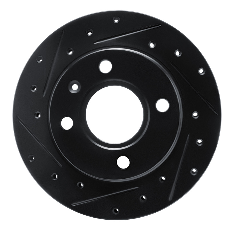 Ford Fiesta Brake Rotor (1) - Front Left - R1 Concepts - Drilled & Slotted - Black - `96-`15